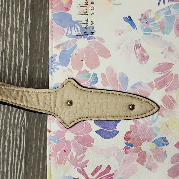 Nicole Miller new York floral pink white zipper tote bag - Picture 6 of 10